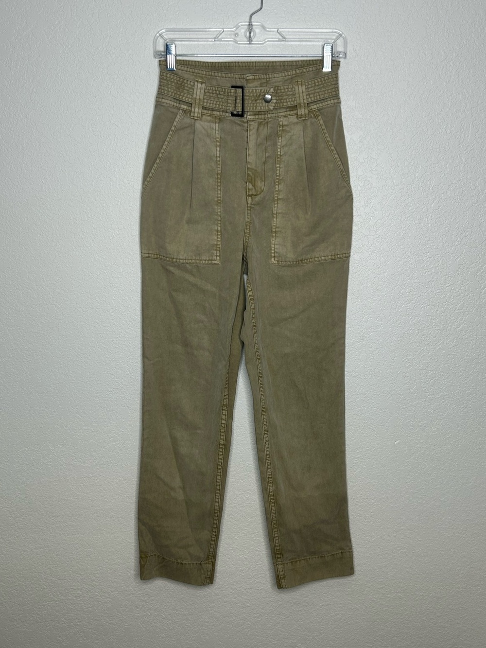 Pistola Khaki Green High-Waist Utility Pants